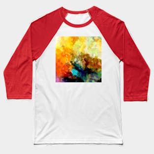 Orange Sunset Fire Abstract Painting Baseball T-Shirt